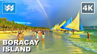 [4K] RARE DOUBLE RAINBOW at White Beach Station 2 Boracay Philippines 2023 Sunset Walking Tour Vlog