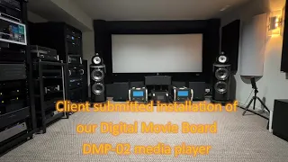 Customer submitted video of his home theater with our DMP-02 media player movie poster app.