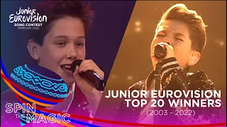 JUNIOR EUROVISION SONG CONTEST: MY  TOP 20 WINNERS (2003 - 2022)