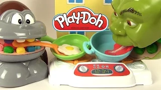 Pâte à Modeler Play Doh Dentiste Shrek mange des steaks œufs poisson avec le singe