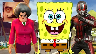 Hello Neighbor - New Neighbor SpongeBob Scary Teacher 3D Antman History Gameplay Walkthrough