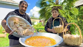 COOKING 250 EGGS WITH 15 CHICKENS FOR LALA'S BIRTHDAY! A PHENOMENAL RECIPE! VILLAGE LIFE
