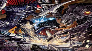 Godzilla and Moguera vs Orga vs Gigan (Godzilla Ruler of Earth animated 2d art motion comic) BLENDER
