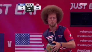 Bowler bowls a strike | Proceeds to celebrate