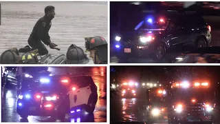 *MULTIPLE SUBMERGED CAR RESCUES* Lots of units responding code 3 to rescues and rainy day calls.