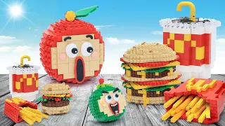 (1 Hour) LEGO Fast Food : BIG vs SMALL in Bricks World || Stop Motion & Lego Cooking ASMR