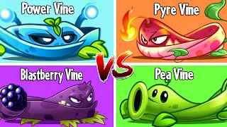 POWER VINE vs PYRE VINE vs PEA VINE vs BLASTBERRY VINE - Who Will Win? - PvZ 2 Plant Vs Plant