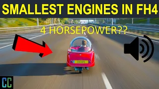 TOP 15 SMALLEST Engines (& Their Sounds) In Forza Horizon 4! l Is The Peel P50 The Smallest?