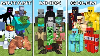 ALL MUTANT MOBS vs ALL MOBS vs ALL GOLEMS in Minecraft Mob Battle