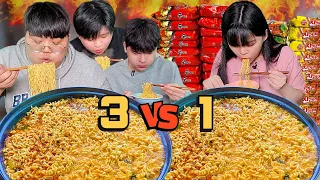 3vs1👊Eating 20 ramen fast with my younger brother friends!!  challenge mukbang