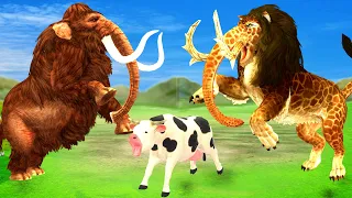 10 Giant Tiger vs 10 Buffalo vs 10 Zombie Cow Fight Mini Cow Saved By Elephant Vs Monster Mammoth