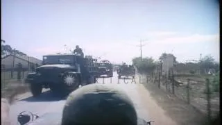 American soldiers on jeeps,trucks and M-113 armored personnel carrier on road and...HD Stock Footage