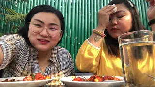 Spicy mo:mo eating challenge & did prank w friend #momochallenge #eatingshow