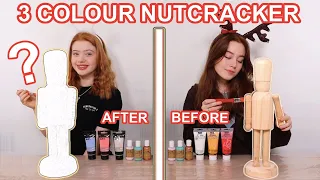 TWIN TELEPATHY 3 COLOR PAINT DIY NUTCRACKER *Christmas Makeover Art Challenge | Ruby and Raylee