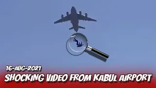 Shocking video from Kabul airport Afghanistan. People falling from the skies Boeing C-17 Globemaster