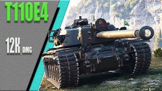 T110E4. В НАЧАЛЕ БОЯ, ПОЛ КОМАНДЫ СОЮЗНИКОВ АФК. 12К dmg. Рудники. WoT 1.7.0. 2К VIDEO.