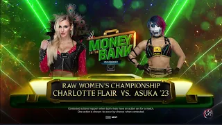 CHARLOTTE FLAIR VS ASUKA WWE WOMEN'S CHAMPIONSHIP MATCH MONEY IN THE BANK 2023| WWE 2K23 GAMEPLAY