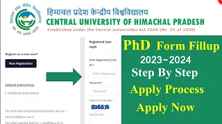 Central University of Himachal Pradesh PhD Form Fillup 2023 // Step by Step // Apply Process