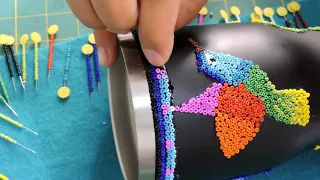 Mexican huichol art tumbler / Wixarika art tumbler /  Timelapse