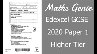 Edexcel GCSE Maths 2020 Higher Exam Paper 1 Walkthrough