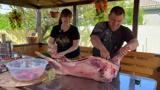 MEAT FOR DINNER! Lamb 21 kg, cooked on a fire. ENG SUB. Village life. Recipes