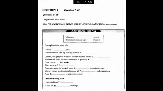 Library Information With Answers | IELTS LISTENING SECTION-1