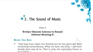 | The Sound of Music | Evelyn Glennie listens to sound without hearing it | Class 9 English |