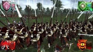 Avari Elves, Black Númenóreans, Silvan Elves, Harad FFA - Third Age Total War Multiplayer Gameplay