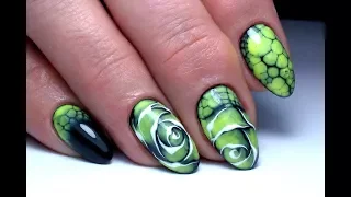 Steep nail design on wet Egoista Flower TOP amazing nail designs