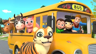 Wheels on the Bus Song Educational Video - Baby Nursery Rhymes & Kids Songs | Lalafun Animal Time