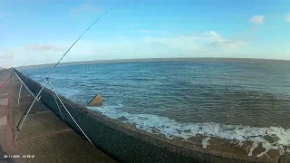 Sea Fishing over old sea wall Lowestoft