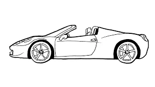 How To Draw a Ferrari Car Drawing - Ferrari Araba Çizimi Çok Kolay - Çizim Mektebi Araba