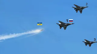 Scary moment! Three Russian MiG-29s were shot down in Crimea by a Ukrainian air defense missile.