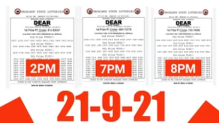 DEAR LOTTERY RESULT 21/9/21 TODAY 2PM, 7PM, 8PM LOTTERY |LOTTERY SAMBAD RESULT