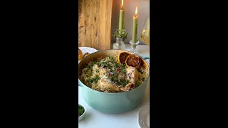 Roasted Whole Chicken with Lemon Orzo
