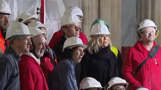 Macron visits Notre Dame, marking 1-year countdown to reopening after the 2019 fire