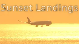 Sunset Landings and Take Offs Hong Kong Airport with ATC