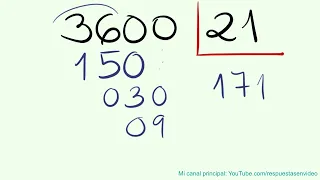 Cómo hacer divisiones de DOS CIFRAS SIN RESTAR  EJEMPLO ( 3600 entre 21 )