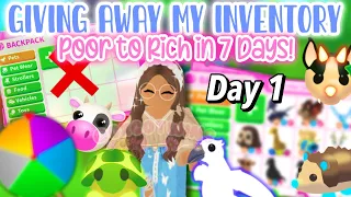 Growing My Adopt Me INVENTORY *Without Robux* (Giveaway) Day 1 || Its Cxco Twins