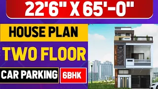 22'-6" x 65'-0" House Plan || 22.5' x 65'  House Design || 6BHK + Car Parking ||Girish  Architecture