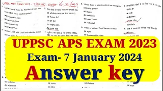 UPPSC APS Answer key 2023 exam 7 January 2024 #APSAnswerkey APS GS Hindi Answerkey #aps2023 #paper