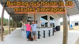 Building our house with NO experience in 20 minutes! TIMELAPSE! #barndo #barndominium #718