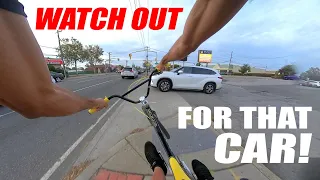 Watch Out For That Car!! POV BMX Cycling In The Streets And Sidewalks