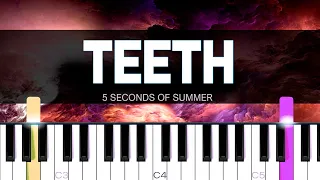 5 Seconds Of Summer - Teeth [Piano Tutorial] | SHEET MUSIC + MIDI 🔥