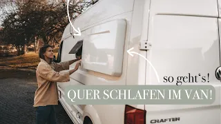 VANAUSBAU - Wir schlafen quer - Einbau der Schlafverbreiterung