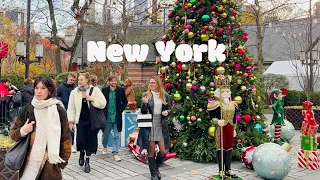 [4K]🇺🇸NYC Christmas Walk🎄✨Festive 6th Ave, Radio City & Rockefeller Tree💂🏻Tavern on the Green