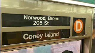 IND 6 Av Express: R68 (D) Train [Norwood-205 St to Coney Island-Stillwell Av]