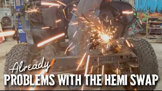 Installing the Hemi into the Grand Wagoneer #hemiswap #grandwagoneer #NP242 #545RFE