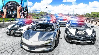 Stealing 1400HP Ferrari SF90 + Police Chase - Forza Horizon 5 (Steering Wheel + Shifter) Gameplay