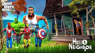 Franklin and Avengers Fight With Hello Neighbor (Part-2) in gtav | GTAV Avengers | A.K GAME WORLD